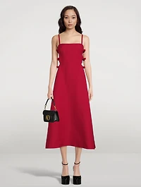 Bow-Trimmed Crepe Couture Midi Dress