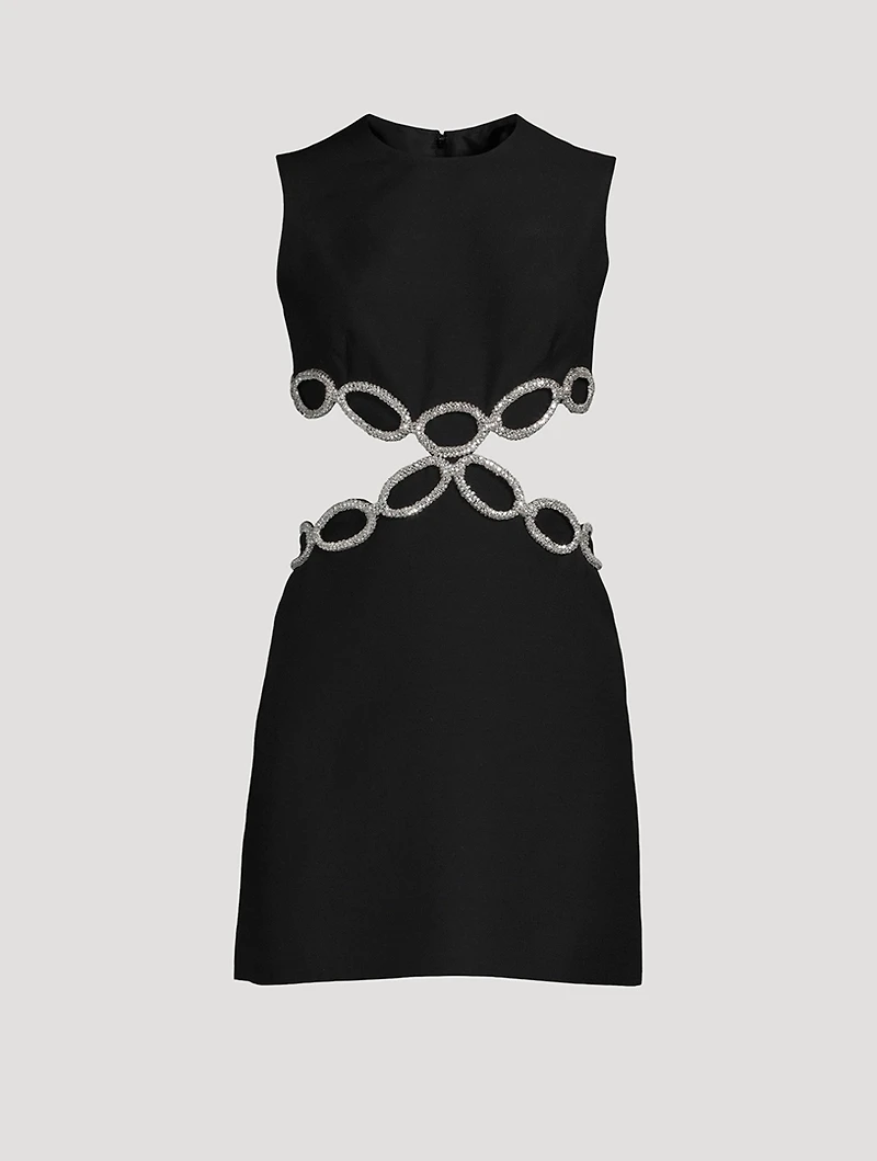 Embellished Cut-Out Crepe Couture Mini Dress