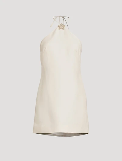 Embellished Crepe Couture Halter Dress
