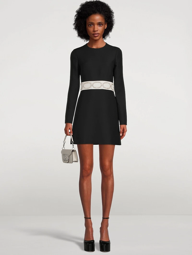Embellished Crepe Couture Mini Dress