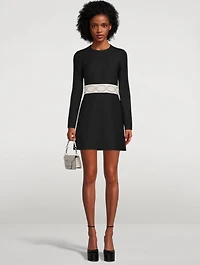 Embellished Crepe Couture Mini Dress
