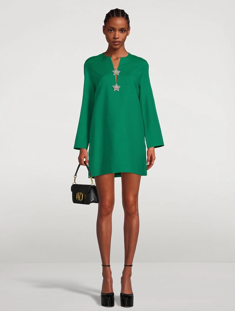 Embellished Crepe Couture Shift Dress