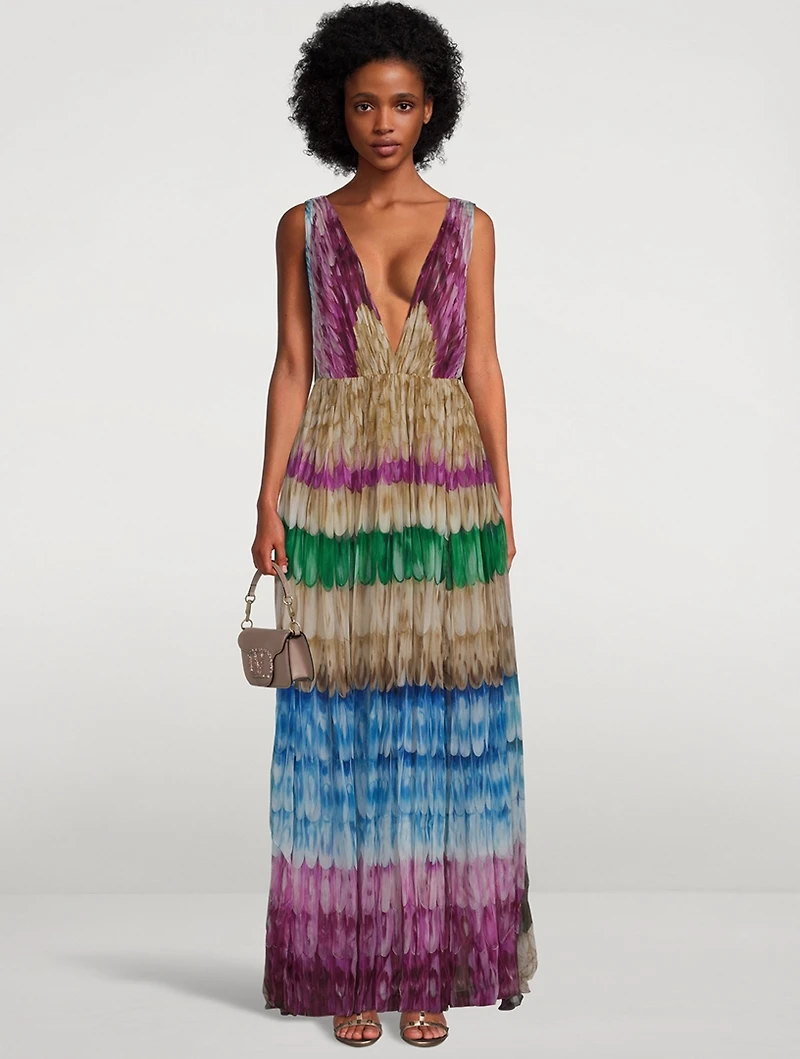 Feather Chiffon Gown