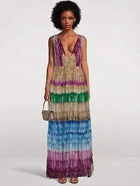 Feather Chiffon Gown