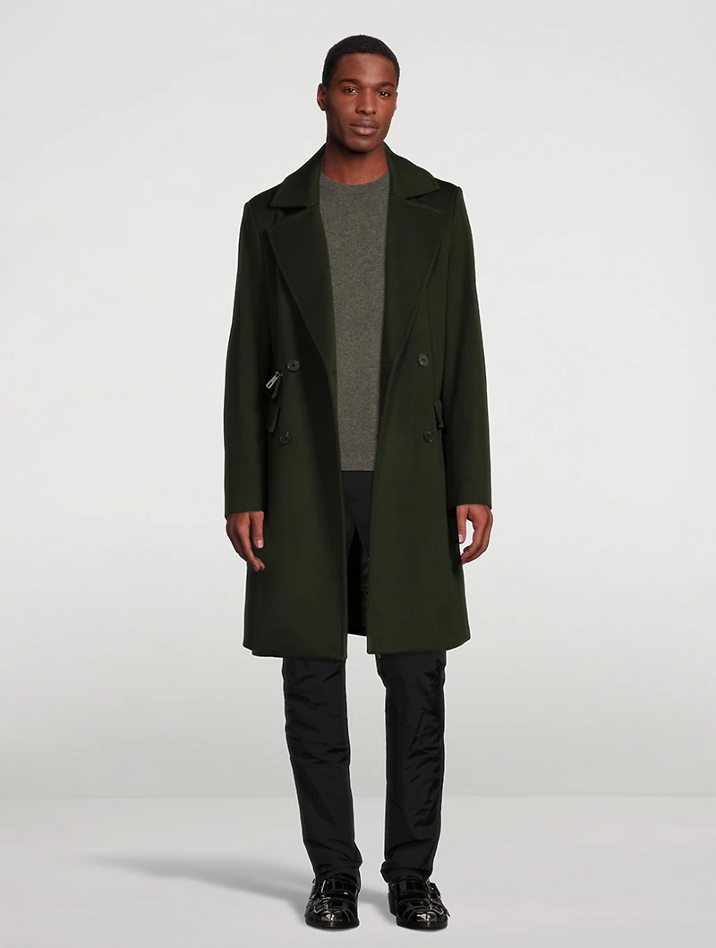 Wool Double-Breasted Coat With Zip Pockets