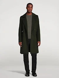 Wool Double-Breasted Coat With Zip Pockets