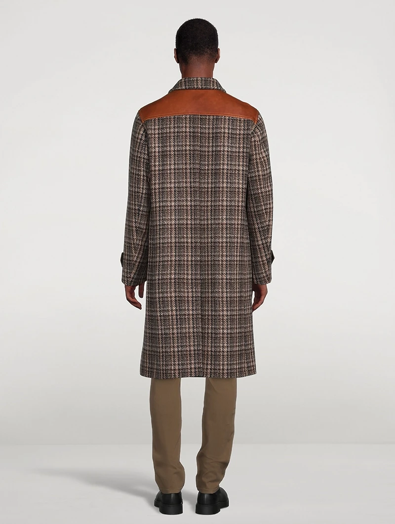 Wool And Cashmere-Blend Coat With Leather