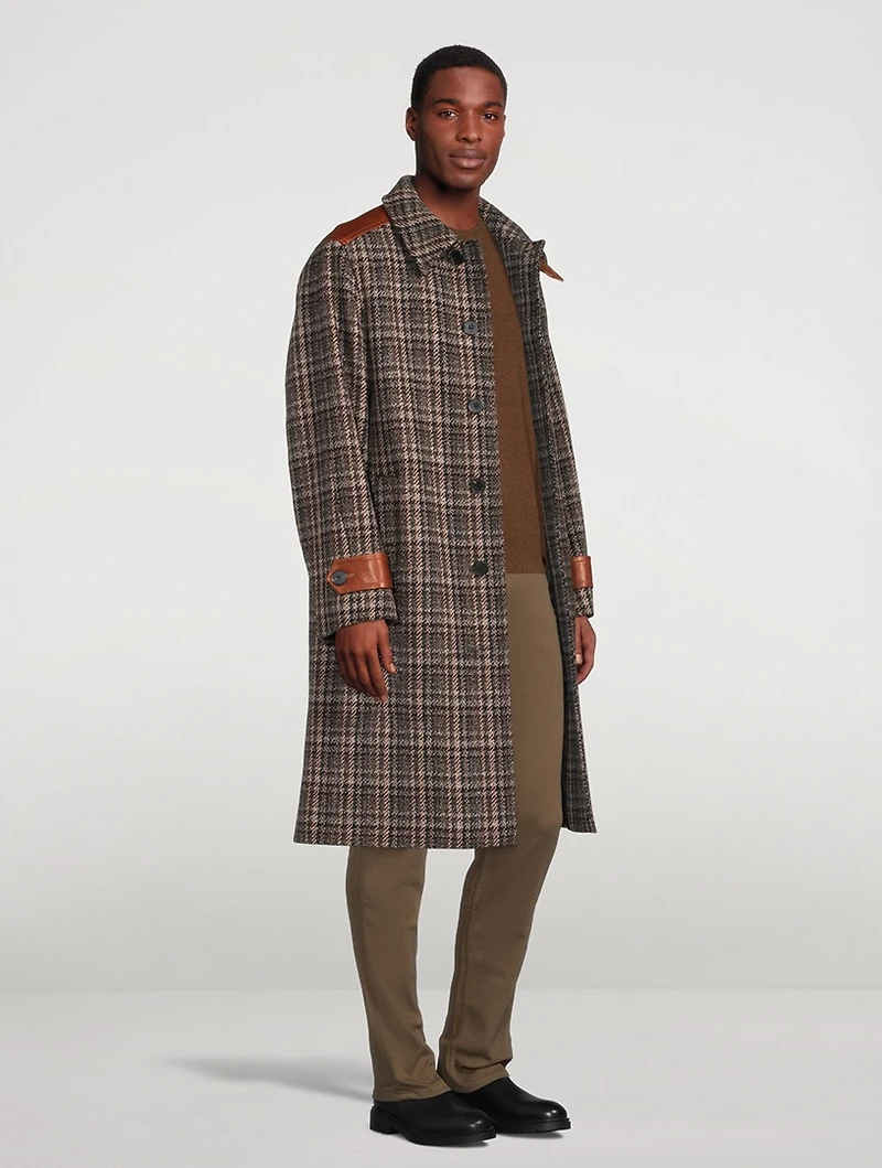 Wool And Cashmere-Blend Coat With Leather