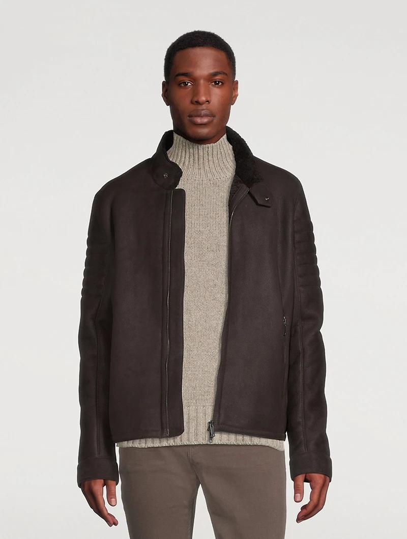Brett Genuine Sheepskin Shearling Moto Jacket