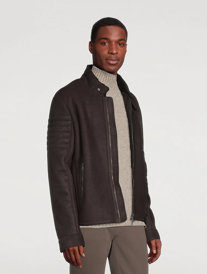 Brett Genuine Sheepskin Shearling Moto Jacket