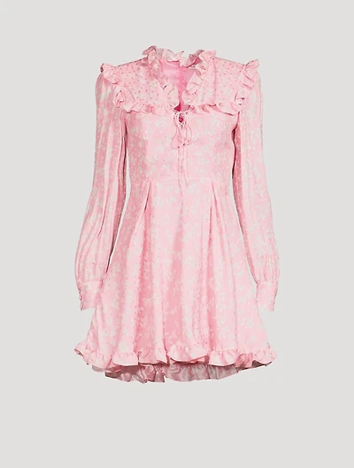 Butterfly Jacquard Silk Mini Dress