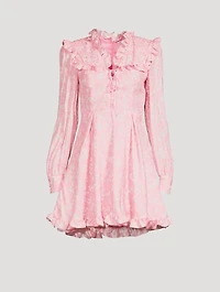 Butterfly Jacquard Silk Mini Dress