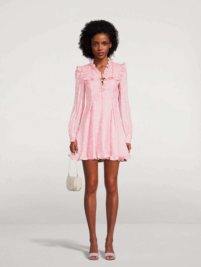 Butterfly Jacquard Silk Mini Dress