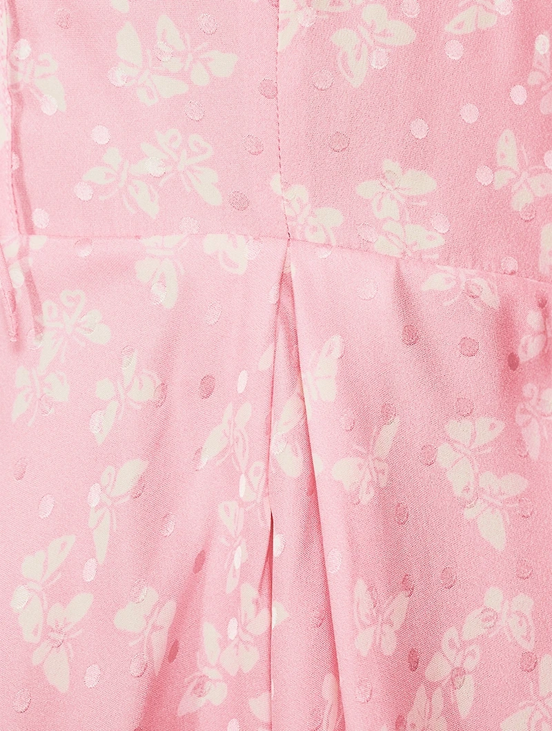 Butterfly Jacquard Silk Mini Dress