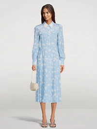 Silk Shirt Dress Daisy Print