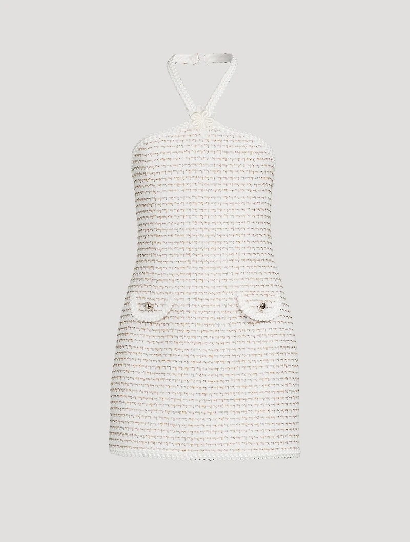 Tweed Lurex Halter Dress
