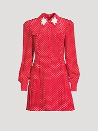 Silk Shirt Dress Polka Dot Print