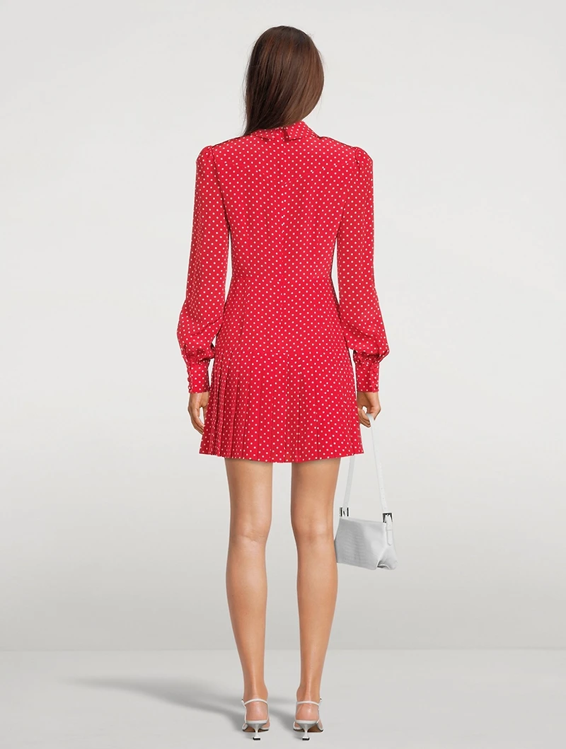 Silk Shirt Dress Polka Dot Print