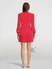 Silk Shirt Dress Polka Dot Print