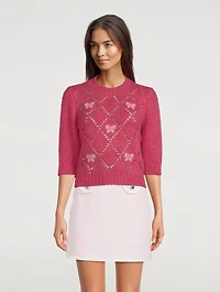 Embellished Short-Sleeve Sweater