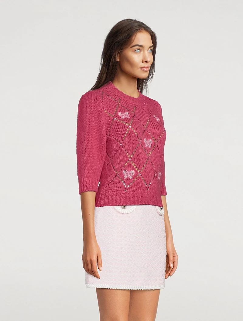 Embellished Short-Sleeve Sweater