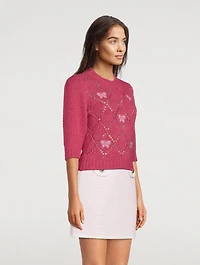 Embellished Short-Sleeve Sweater