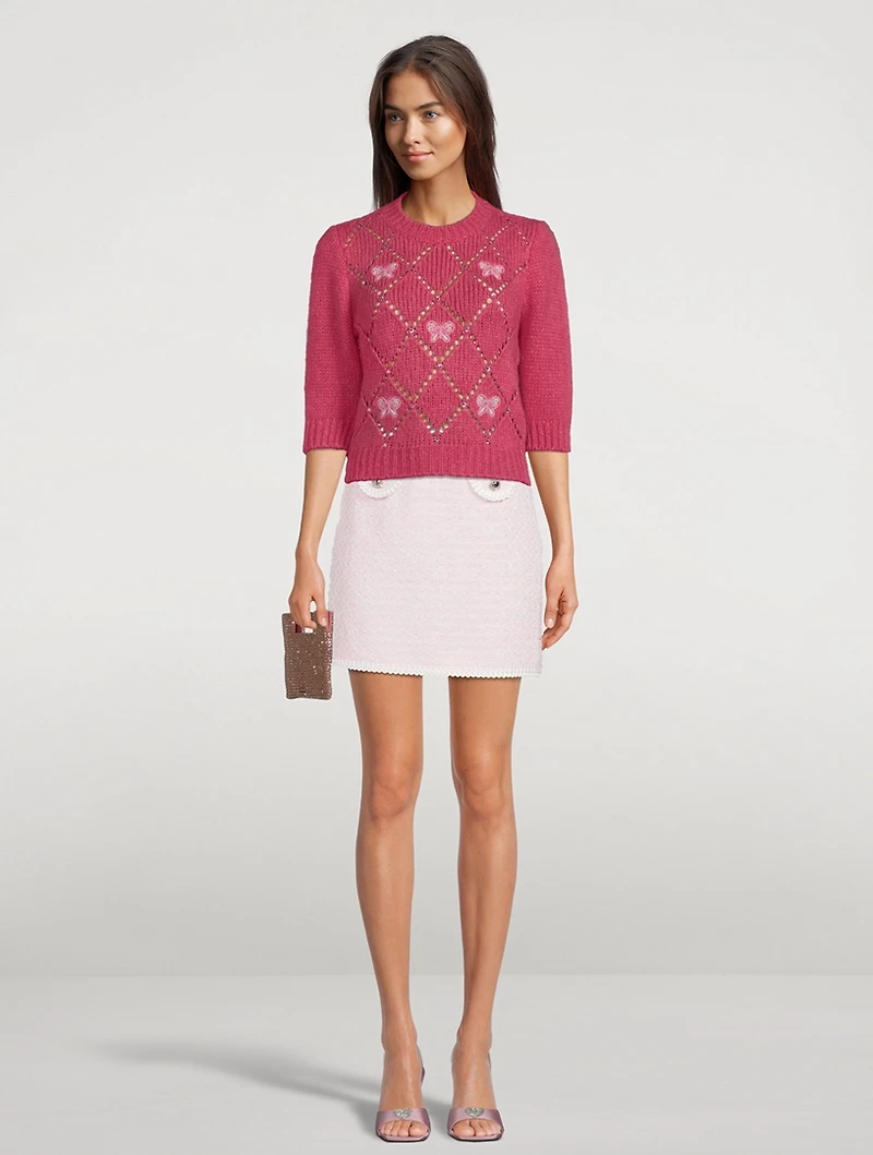 Embellished Short-Sleeve Sweater