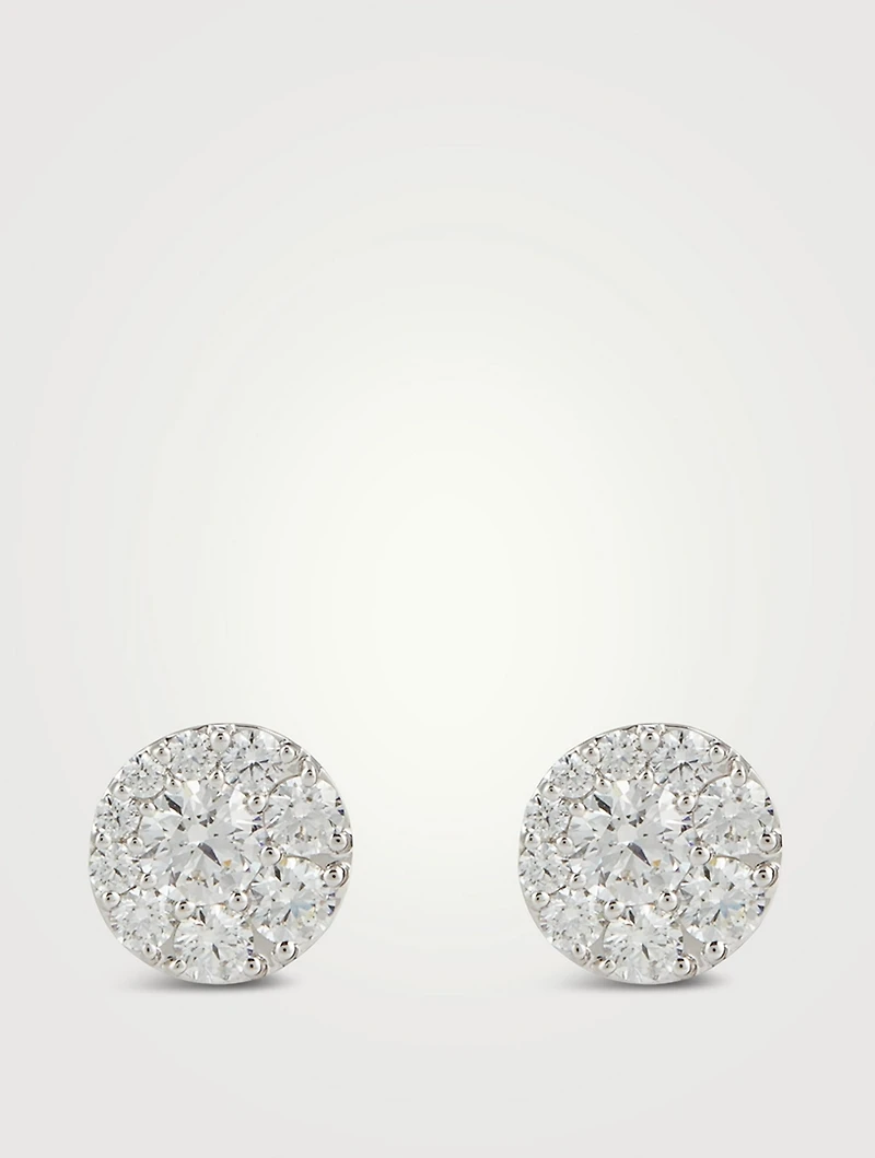 Tessa 18K White Gold Diamond Circle Stud Earrings