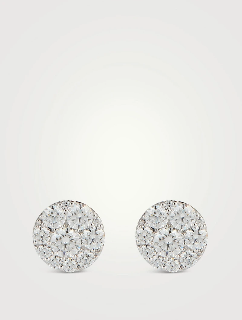 Tessa 18K White Gold Diamond Circle Stud Earrings
