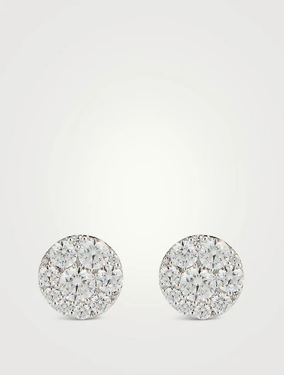 Tessa 18K White Gold Diamond Circle Stud Earrings