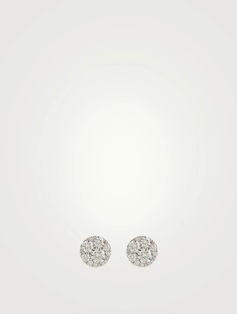 Tessa 18K White Gold Diamond Circle Stud Earrings