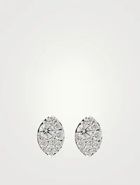 Tessa 18K White Gold Diamond Navette Stud Earrings