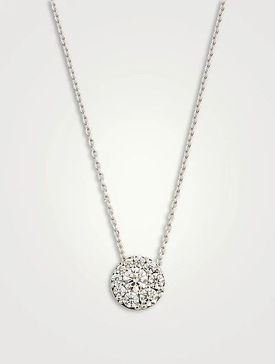 Tessa 18K White Gold Diamond Circle Pendant Necklace