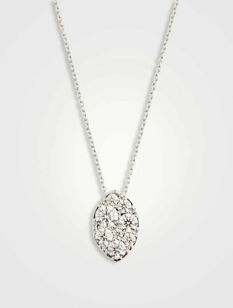 Tessa 18K White Gold Diamond Navette Pendant Necklace