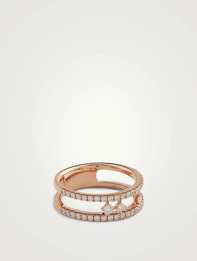 Grace 18K White Gold Floating Right Hand Ring With Diamonds