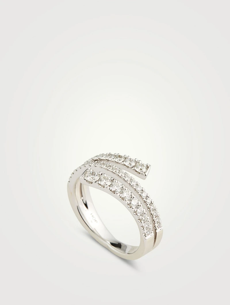 Grace 18K White Gold Wrap Right Hand Ring With Diamonds