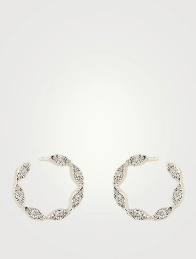 Small 18K Gold Aerial Marquis Wrap Earrings With Diamonds