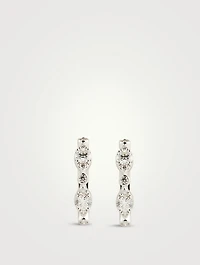 18K Gold HOF Bezel Regal Huggie Hoop Earrings With Diamonds