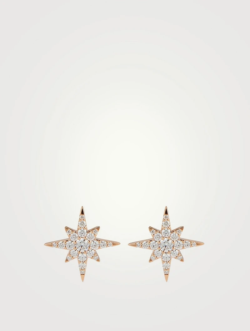 18K Rose Gold Charmed Starburst Stud Earrings With Diamonds