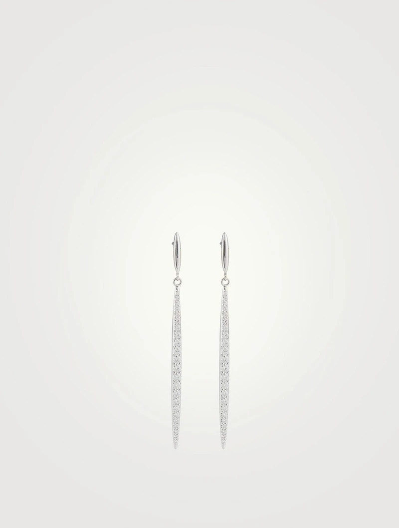 18K White Gold HOF Classic Stiletto Drop Earrings With Diamonds