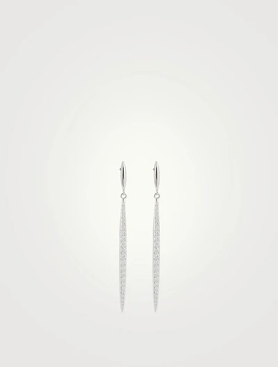 18K White Gold HOF Classic Stiletto Drop Earrings With Diamonds