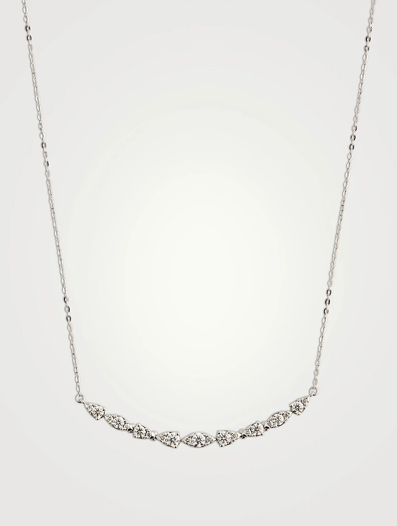 Small 18K White Gold Aerial Dewdrop Pendant With Diamonds