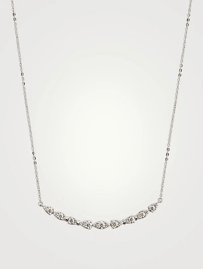 Small 18K White Gold Aerial Dewdrop Pendant With Diamonds