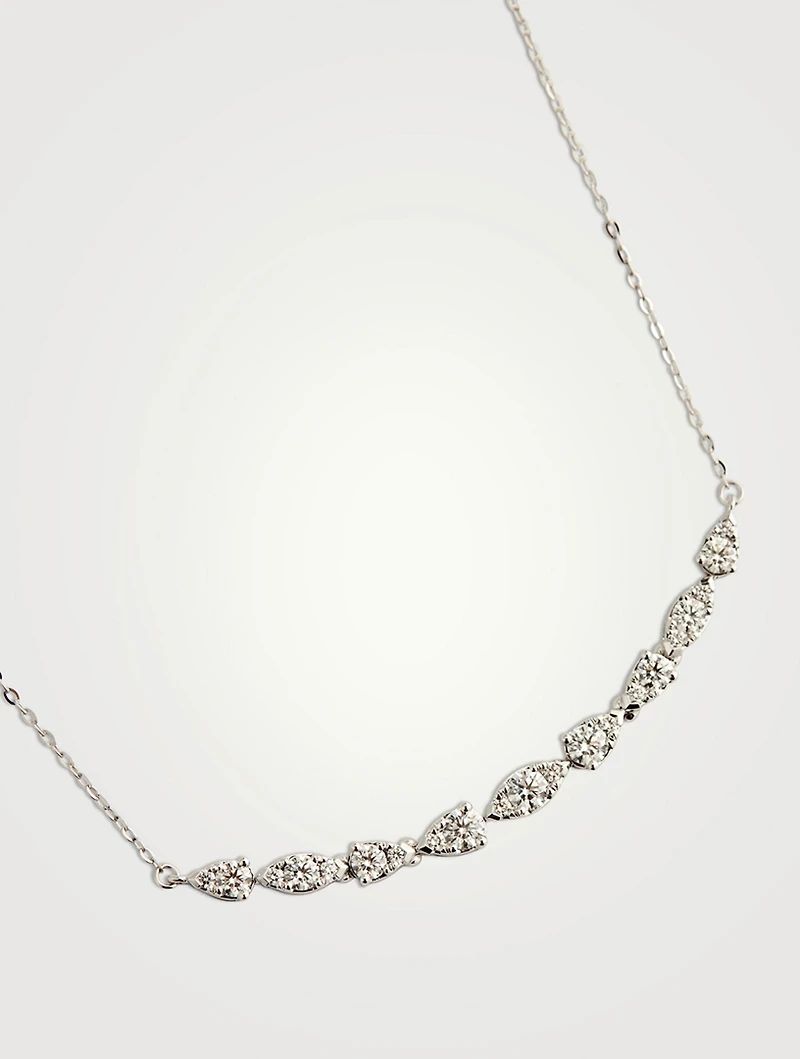 Small 18K White Gold Aerial Dewdrop Pendant With Diamonds