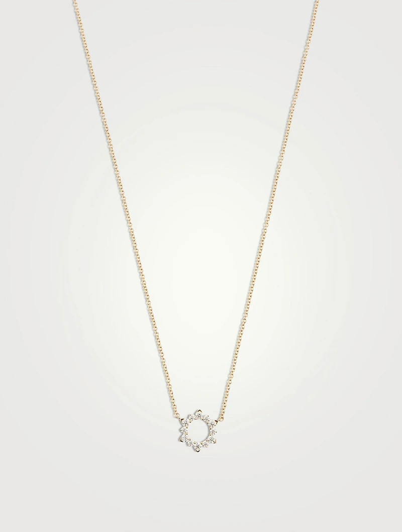 18K Gold Aerial Eclipse Pendant Necklace With Diamonds