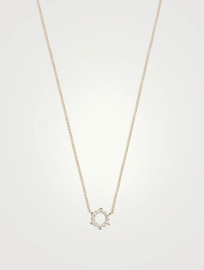 18K Gold Aerial Eclipse Pendant Necklace With Diamonds