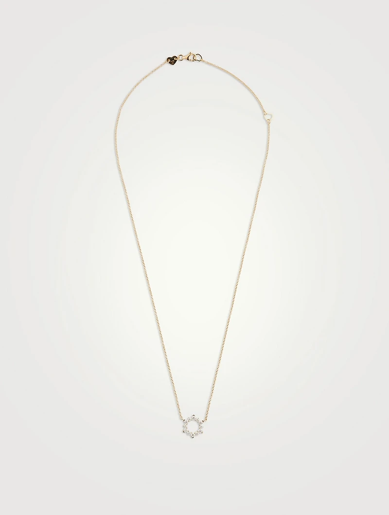 18K Gold Aerial Eclipse Pendant Necklace With Diamonds