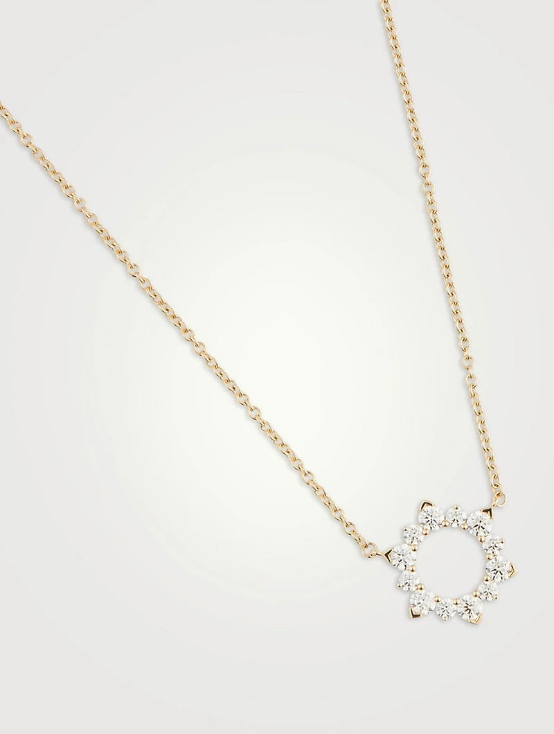 18K Gold Aerial Eclipse Pendant Necklace With Diamonds