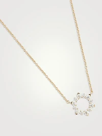 18K Gold Aerial Eclipse Pendant Necklace With Diamonds