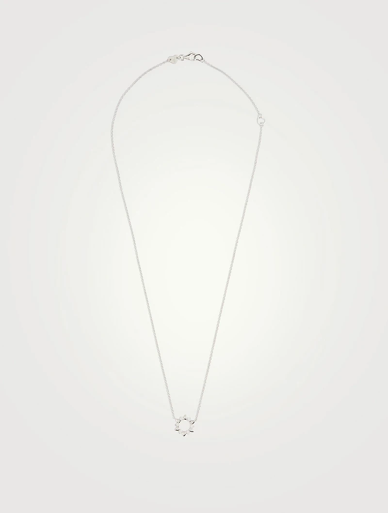 Mini 18K White Gold Aerial Eclipse Pendant Necklace With Diamonds